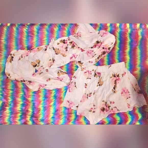 XS Windsor Pink and White Floral Shorts High Rise Waist - Picture 4 of 7